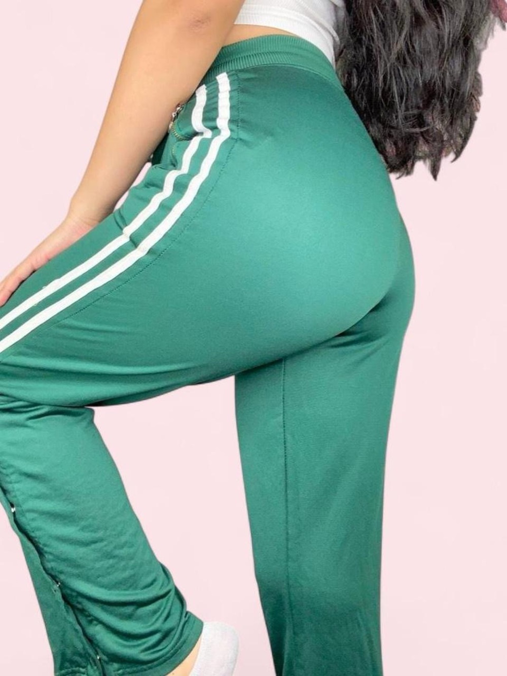 Green Side-Strip Track Pants Y2K 90s